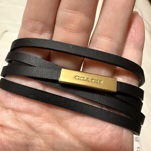 Coach Black Leather Multi-Strap Bracelet